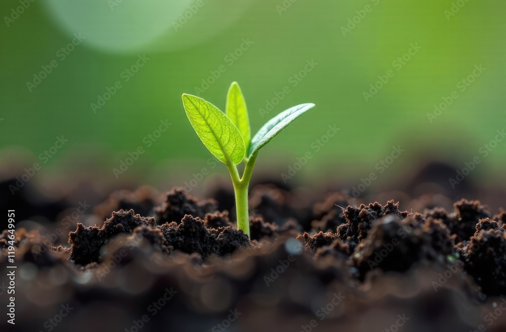 Naklejka premium Close up Young plant growing over green background