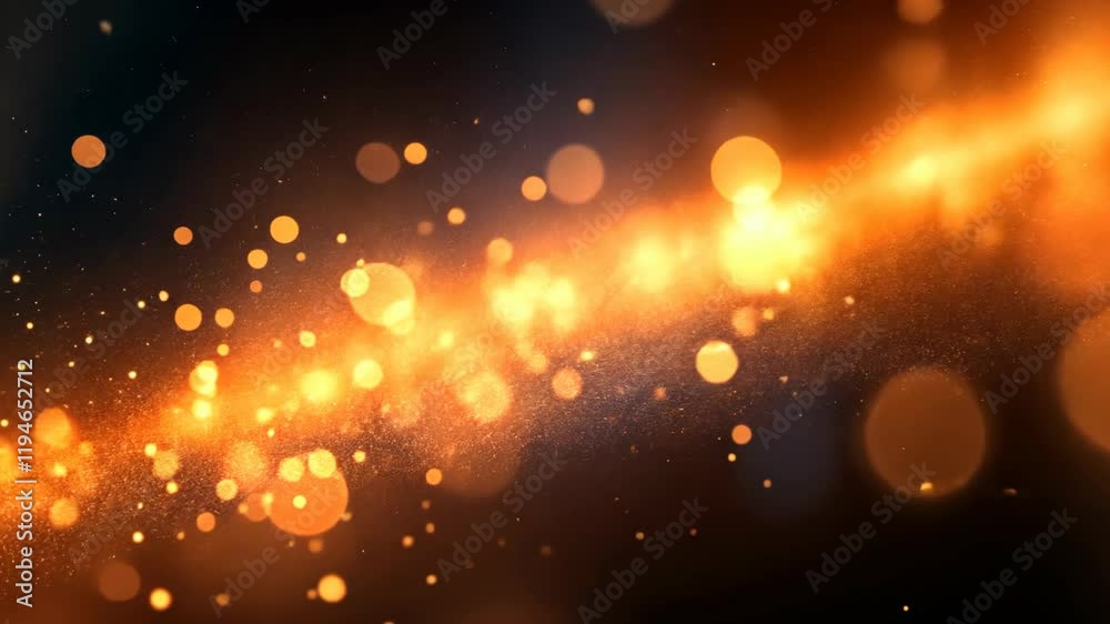 gold orange bokeh light and glitter gently floating with shiny light on black background gold orange bokeh light and glitter gently floating with shiny light on black background