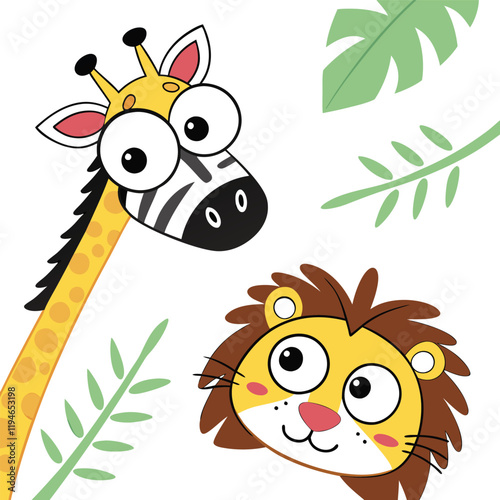 design a sheet of cartoon animal facesinclu ding eps