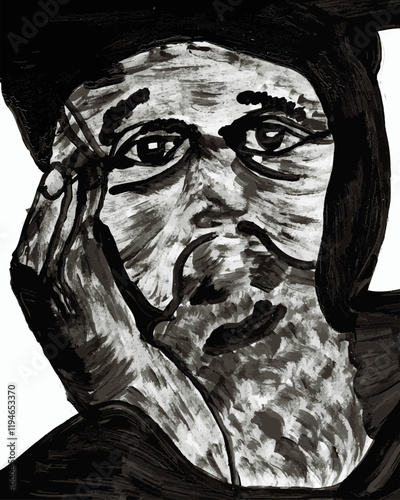 Homeless man - Ink - Hand painted
