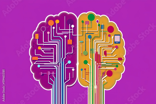 Two brains with a lot of wires and circuits