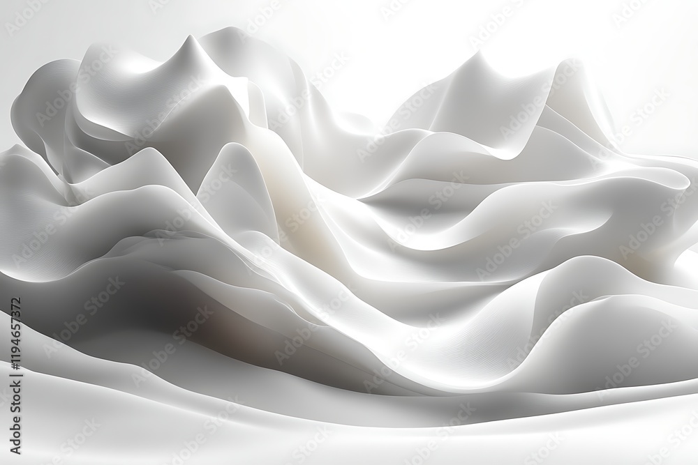 Fototapeta premium Abstract white flowing fabric waves.