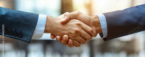 Two positive successful business partners shaking hands over large table. Team of stake holders, project managers, investors ending negotiation meeting with handshake, smiling, laughing