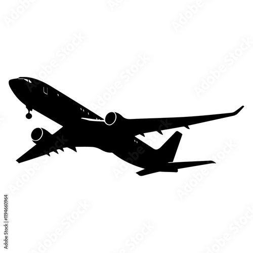 silhouette of airplane, airplane on the background, airplane on the white