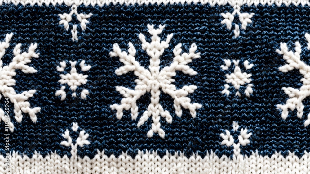 41. A Scandinavian knit pattern with snowflakes and geometric motifs in white and navy blue 41. A Scandinavian knit pattern with snowflakes and geometric motifs in white and navy blue
