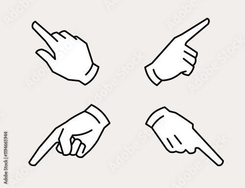 Hands pointing corner icons