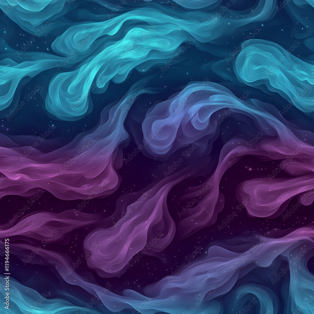 Obraz premium Cosmic Nebula Fluid Streams Repeating Pattern Tile