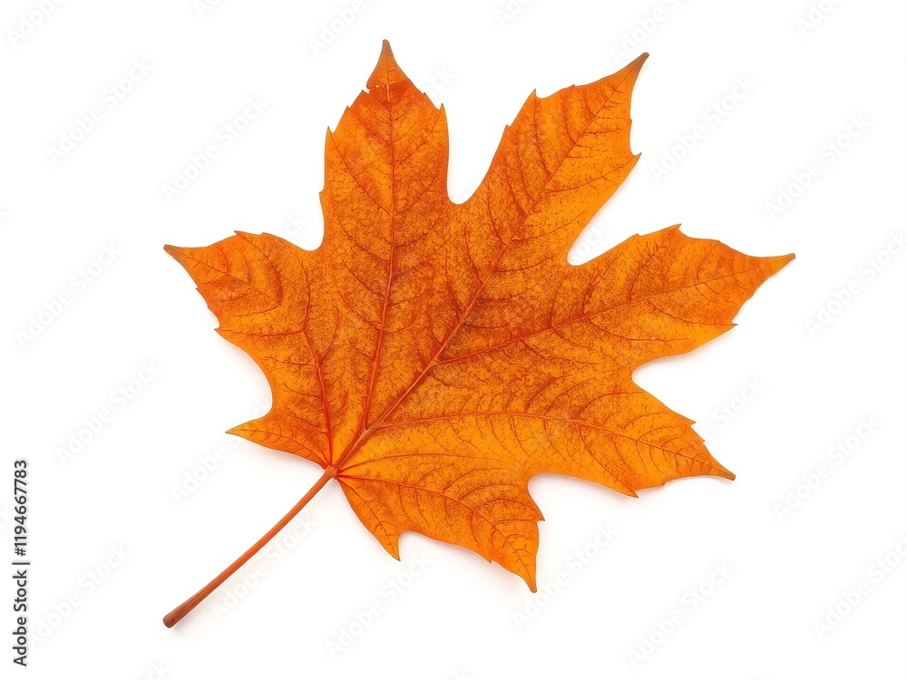 A single golden maple leaf with warm autumn tones, carefully centered on a white background. The texture and color create a striking yet simple design A single golden maple leaf with warm autumn tones, carefully centered on a white background. The texture and color create a striking yet simple design