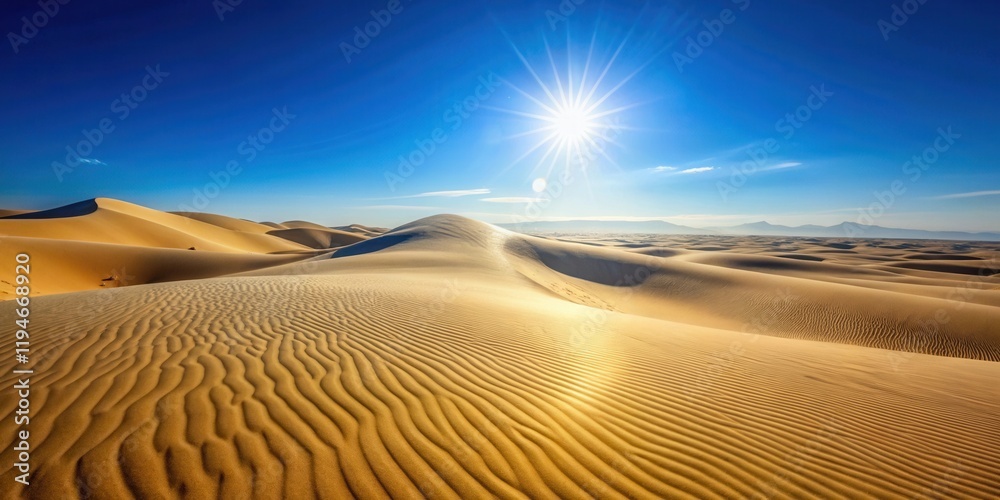 Naklejka premium Golden Sand Dunes Basking in Bright Sunlight and a Clear Blue Sky