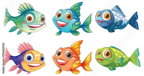 Wallpaper Mural Colorful Cartoon Sea Creatures Collection Torontodigital.ca