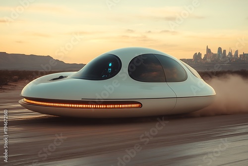 Wallpaper Mural Futuristic vehicle speeding across desert landscape. Torontodigital.ca