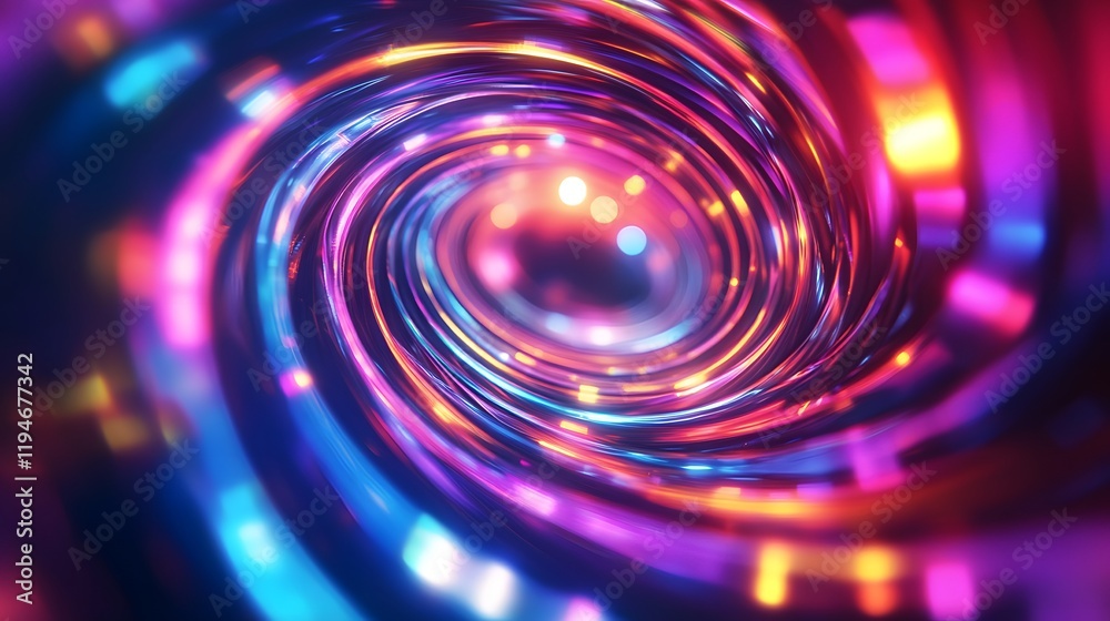 Obraz premium Abstract swirling neon light vortex vibrant colors
