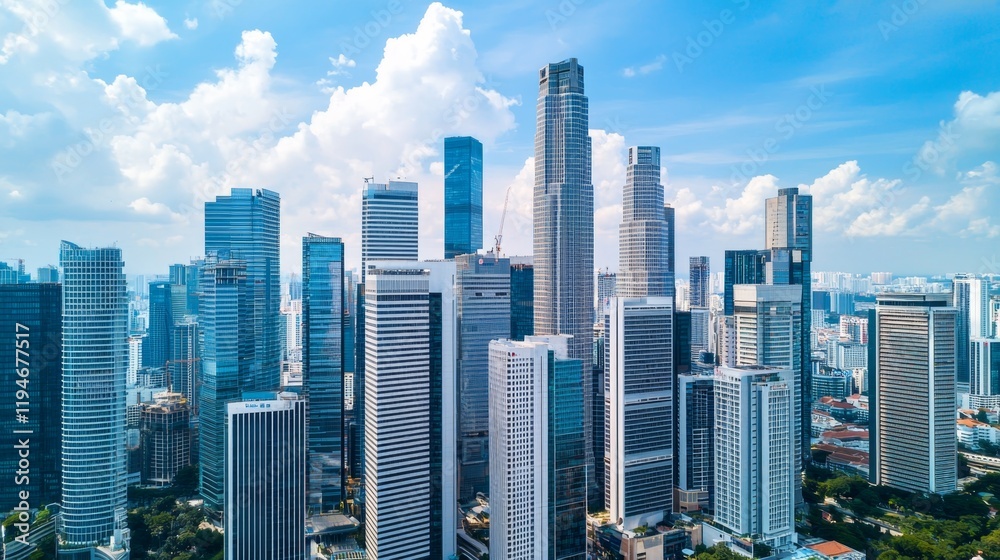 Fototapeta Eco-Friendly Smart City Skyline: Sustainable Urban Development with Renewable Energy Sources