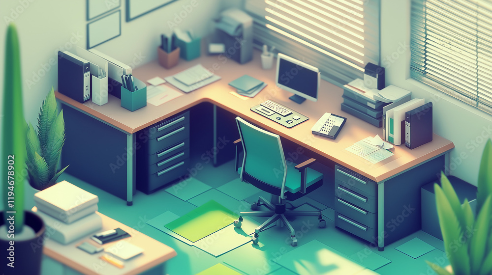isometric office scene isometric office scene