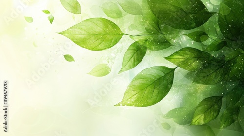 Lush Green Leaves in Bright Natural Background with Soft Light and Subtle Bokeh Effects Creating a Tranquil and Refreshing Atmosphere for Nature Lovers