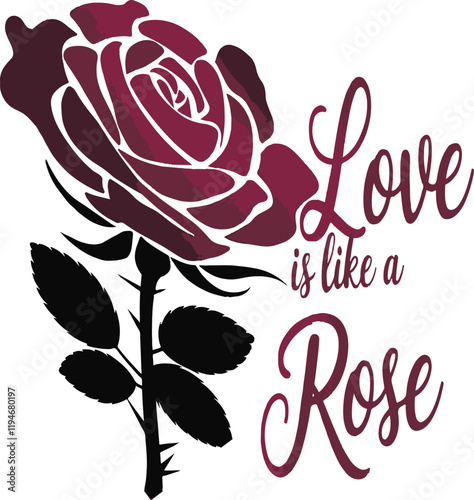 Co lour Rose Flower Silhouette vector art Illustration