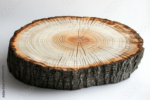 A perfectly preserved tree slice reveals concentric rings, symbolizing time, growth, and the natural history etched within its beautiful aged wood patterns.