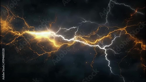 dark clouds and lightning strike over ocean