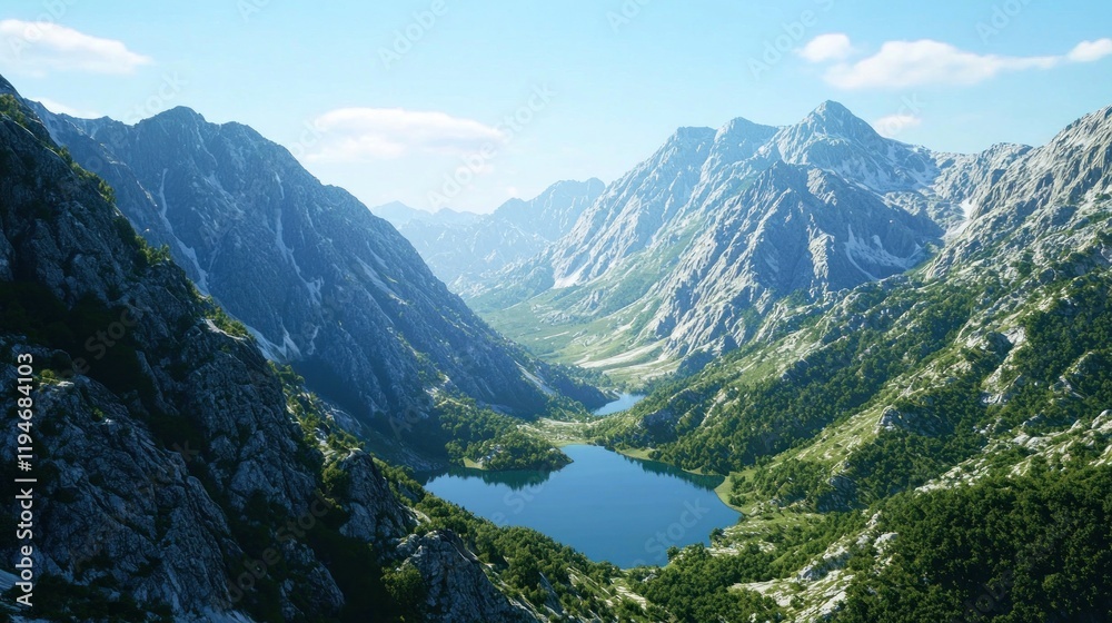 Fototapeta premium Serene Mountain Valley Lake