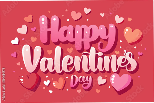 A happy valentines day typography design vector art illustration.