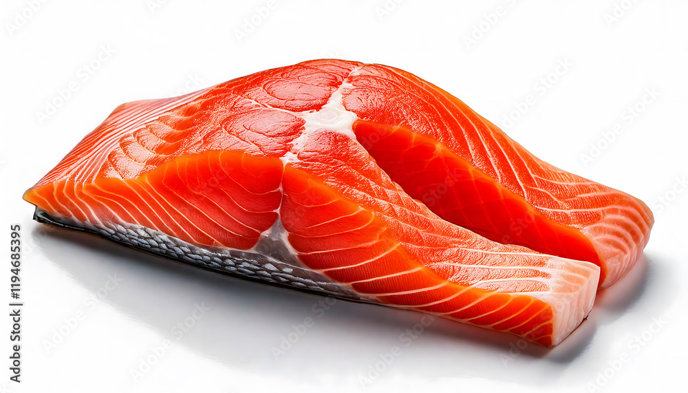 Salmon, trout, steak, slice of fresh raw fish, isolated on white background Salmon, trout, steak, slice of fresh raw fish, isolated on white background