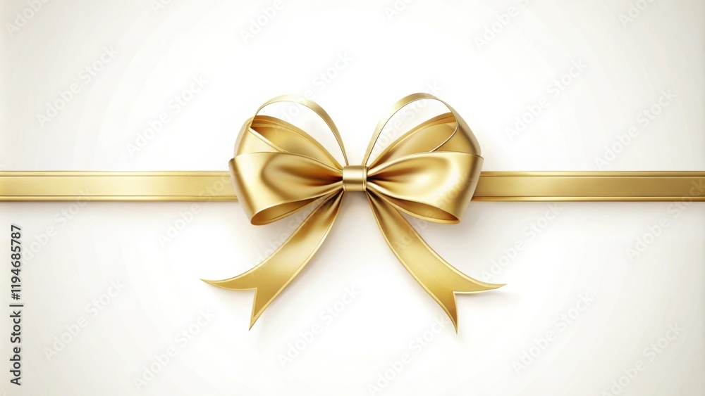 Fototapeta premium Elegant Golden Ribbon Bow on White Background for Festive Occasions