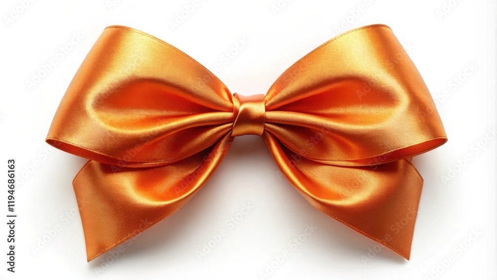 A lustrous orange satin ribbon tied in a perfect bow A lustrous orange satin ribbon tied in a perfect bow