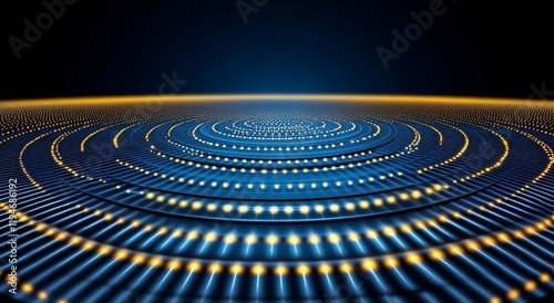 Abstract Spiral of Golden Particles with Shimmering Light Effect