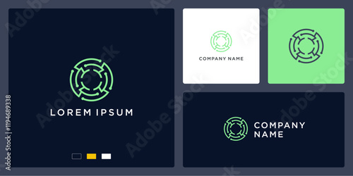 Planet circle tech logo vector