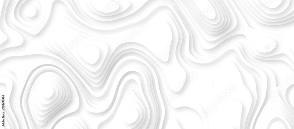 Realistic papercut decoration texture with wavy layers. White wave paper curved reliefs abstract background. Abstract white paper cut background with lines. Topography line map. Vintage outdoors style Realistic papercut decoration texture with wavy layers. White wave paper curved reliefs abstract background. Abstract white paper cut background with lines. Topography line map. Vintage outdoors style