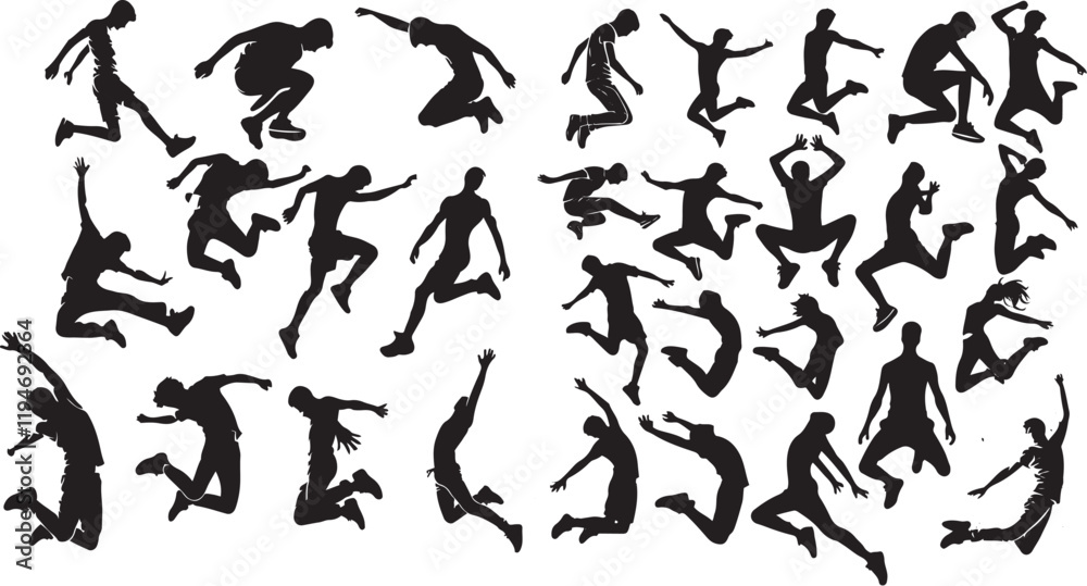 Jumping Silhouette Vector Illustration Set - Dynamic and Stylish Designs Jumping Silhouette Vector Illustration Set - Dynamic and Stylish Designs