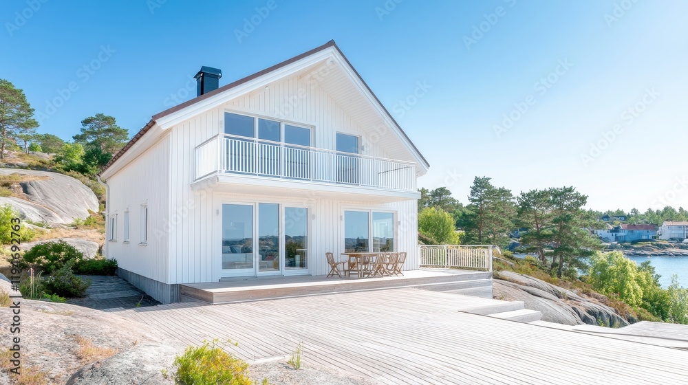 Modern Scandinavian villa by a serene waterfront setting Modern Scandinavian villa by a serene waterfront setting