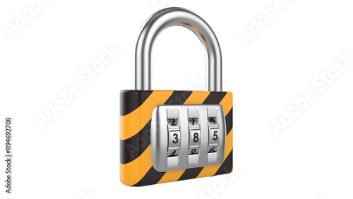 Digital security lock, transparent background