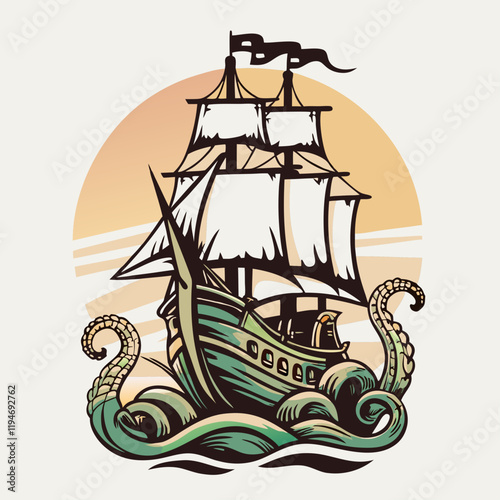 pirates ship illustrtion