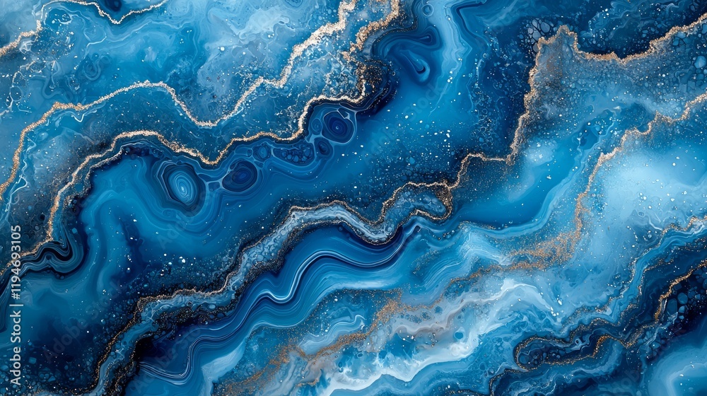 Fototapeta premium Blue gold marble texture background, abstract art, design element