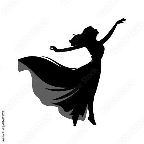 Vector Silhouette Of a Dancing Women