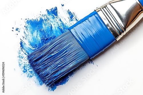 Blue Paintbrush Stroke Across White Surface photo