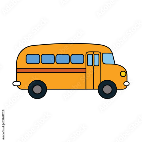 Illustration of school kids riding yellow school bus transportation education. Student child isolated school bus safety stop drive vector