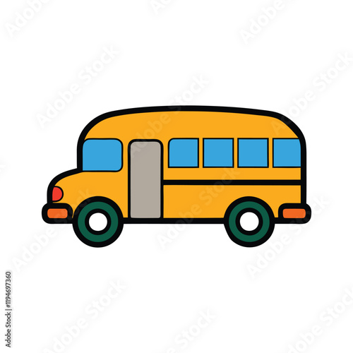 Illustration of school kids riding yellow school bus transportation education. Student child isolated school bus safety stop drive vector