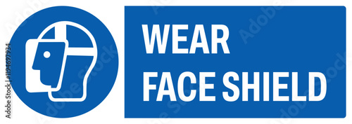 ISO mandatory safety signs uppercase text_wear face shield_landscape size 1/2 a4,a3,a2,a1	 
