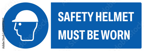 ISO mandatory safety signs uppercase text_safety helmet must be worn_landscape size 1/2 a4,a3,a2,a1	 
