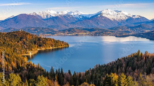Autumn Lake and Mountain Panorama