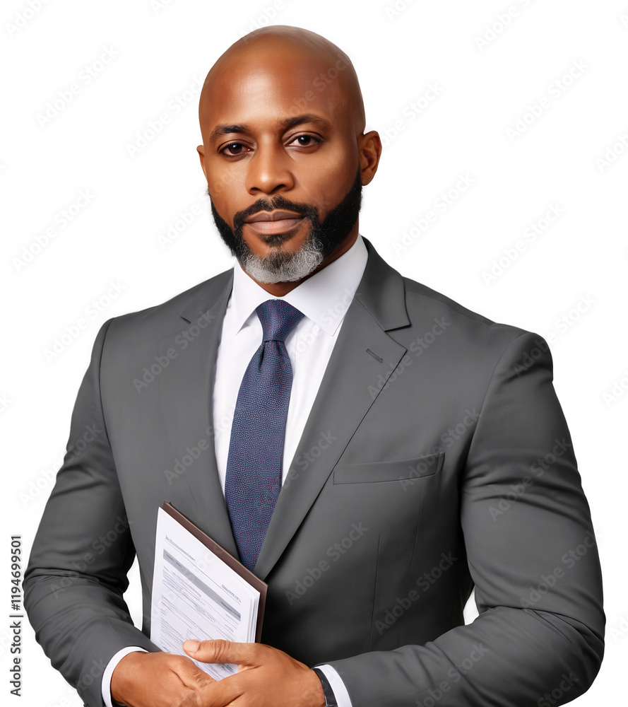 custom made wallpaper toronto digitalLawyer, male, African American, 47 years old, with short gray hair and a close-cropped beard, wearing a tailored dark gray