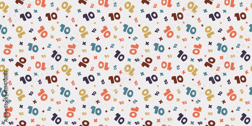 Scandinavian numbers illustration background. Seamless pattern. Vector. 北欧の数字イラストパターン