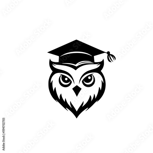 Simple and elegant logo design featuring an owl wearing a graduation cap, symbolizing education, wisdom, learning, and academic achievement.
