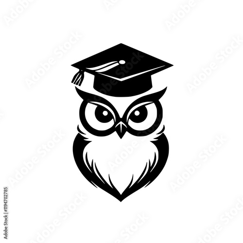 Simple and elegant logo design featuring an owl wearing a graduation cap, symbolizing education, wisdom, learning, and academic achievement.
