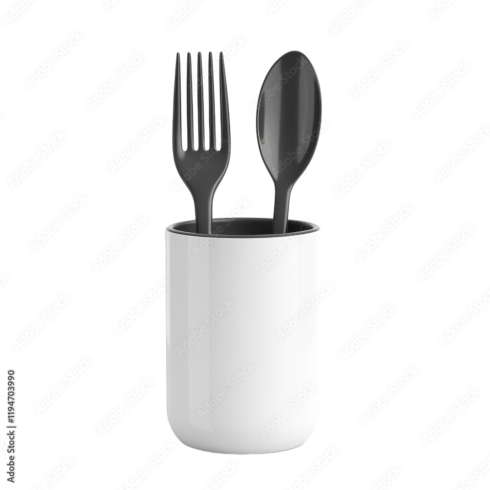 Simple Cutlery Holder with Fork and Spoon Isolated on transparent background Simple Cutlery Holder with Fork and Spoon Isolated on transparent background