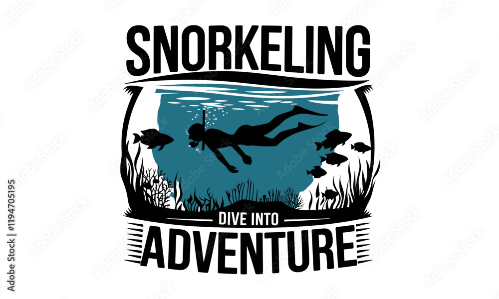 Fototapeta premium Snorkeling minimal vector clipart 