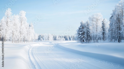 Wallpaper Mural Snowy Forest Path Torontodigital.ca