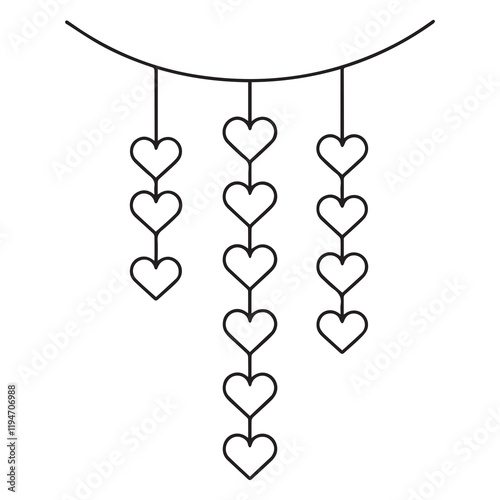 Elegant Hanging Heart Garland Craft Vector Art